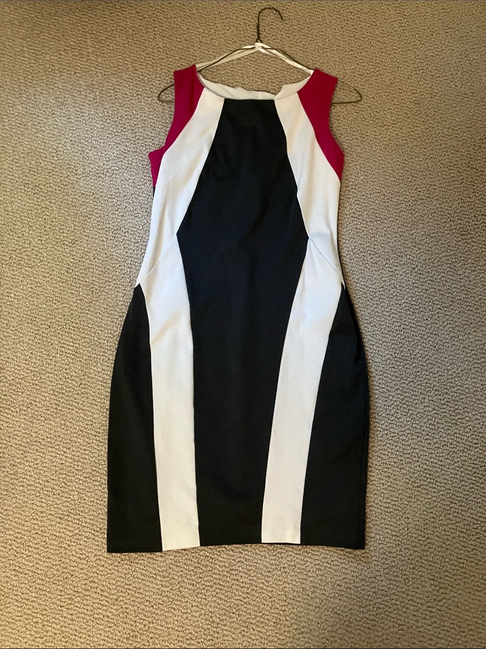 Kenar Black, White & Red Colorblock Sheath Dress